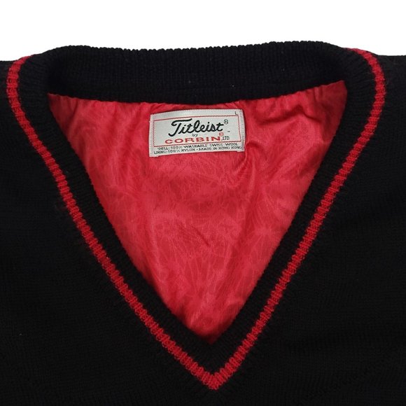 Vintage Titleist Corbin XCR Golf Sweater Mens L Wool V Neck Long Sleeve Black - Picture 11 of 12